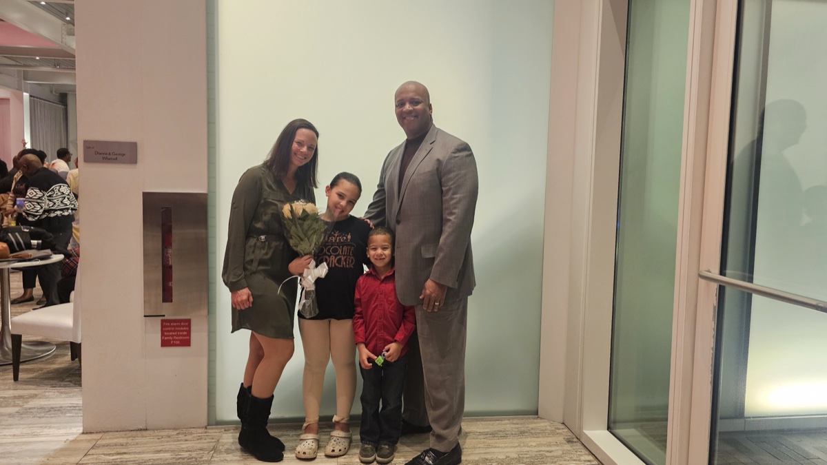 Family at daughter's dance recital